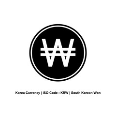 Korea Currency Icon Symbol, Won, KRW. Vector Illustration