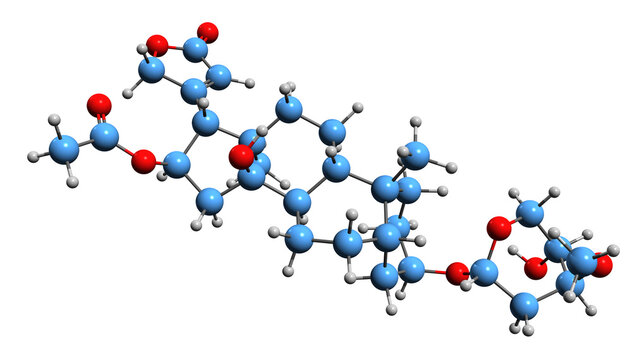 3D image of Oleandrin skeletal formula - molecular chemical structure of  cardiac glycoside isolated on white background
