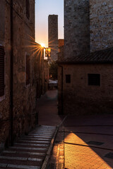 San Gimignano Sunrise - obrazy, fototapety, plakaty