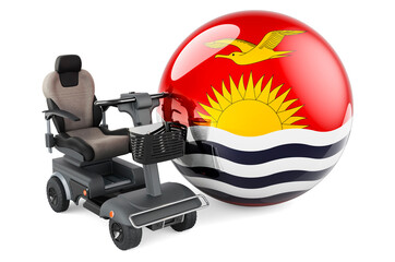 Kiribatian flag with indoor powerchair or electric wheelchair, 3D rendering