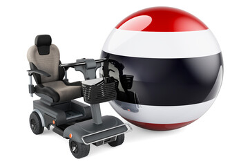 Obraz na płótnie Canvas Thai flag with indoor powerchair or electric wheelchair, 3D rendering