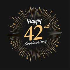 Fototapeta premium Happy 42nd Anniversary with fireworks and star on dark background.