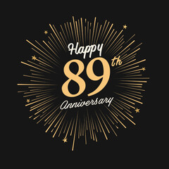 Fototapeta premium Happy 89th Anniversary with fireworks and star on dark background.