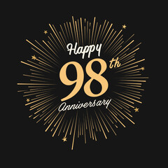 Fototapeta premium Happy 98th Anniversary with fireworks and star on dark background.