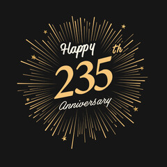 Fototapeta premium Happy 235th Anniversary with fireworks and star on dark background.