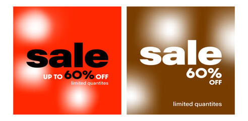 Sale discount text banner background vector set. With gradient aura blur shape pattern. Shop clearance badge poster. Special offer price tag, best deal promotion advertising label, retail business.