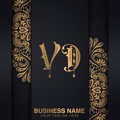 VD initial logo | initial based abstract modern minimal creative logo, vector template image. luxury logotype logo, real estate homie logo. typography logo. initials logo.
