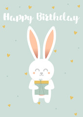 Happy birthday card with bunny