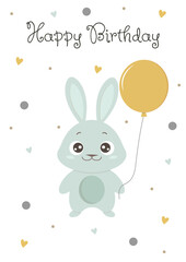 Happy birthday card with bunny
