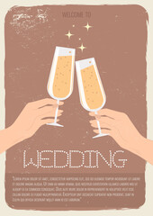Two glasses of champagne. vector illustration.