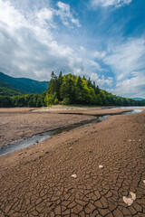Dry Lake Biograd (Biogradsko jezero), drought, Biogradska Gora national park, Montenegro