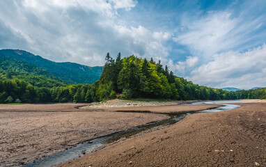 Dry Lake Biograd (Biogradsko jezero), drought, Biogradska Gora national park, Montenegro