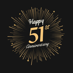 Fototapeta premium Happy 51st Anniversary with fireworks and star on dark background.