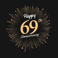 Fototapeta premium Happy 69th Anniversary with fireworks and star on dark background.