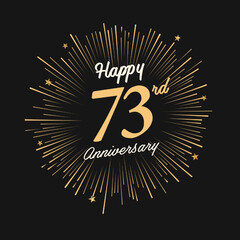 Fototapeta premium Happy 73rd Anniversary with fireworks and star on dark background.