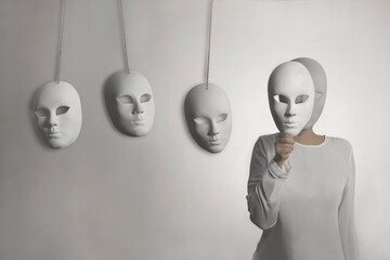 person with mask does not want to hear the judgment of other masks, concept of judgment and...