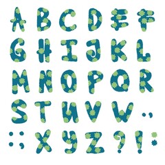 Naklejka premium Set English cartoon alphabet for stickers and kids and school accessories and notebooks and fabrics and wrapping paper