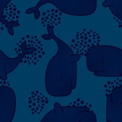 Cartoon kids seamless ocean whale pattern for wrapping paper and clothes print and accessories and notebooks and fabrics