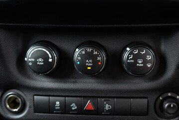 Air Conditioning close up of a car dashboard