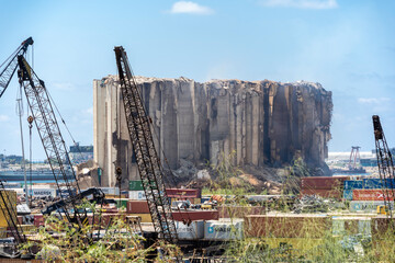 Beirut Port Explosion Blast Site - August 2022 - obrazy, fototapety, plakaty