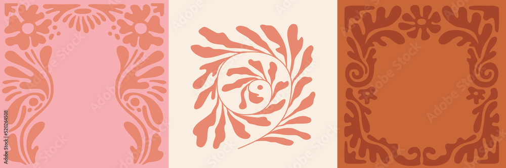 Aufkleber vector illustration in simple naive and hippie groovy style - flowers and plants, design templates, 