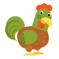 Cartoon scene with chicken rooster smiling illustration