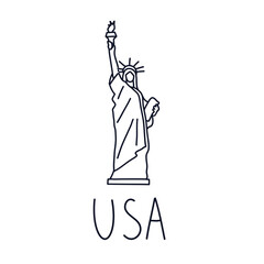 Hand drawn doodle vector illustration of Liberty Statue, New York, USA. Symbol of Independence.