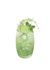 mojito, jus, glaçon, fraîcheur, juteuse, sain, citron, menthe, cocktail, sucré, régime, végétarien, organique, boisson, frais, été, fruit