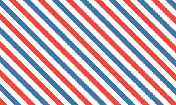 Barber shop pattern. Vector red, white and blue diagonal lines texture