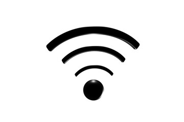 3D wifi sign symbol black white background isolated