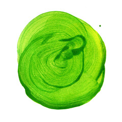 Green lime circle painted watercolor on paper.  - 520267965