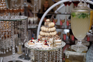 Rows of desserts on the wedding table