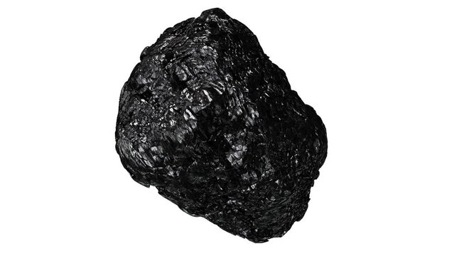Realistic looping 3D animation of the coal piece demonstration rendered in UHD with alpha matte