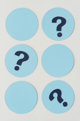 question marks on blue balls