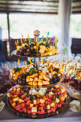 Multilevel fruit tray on a wedding table