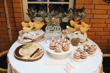 Rows of desserts on the wedding table
