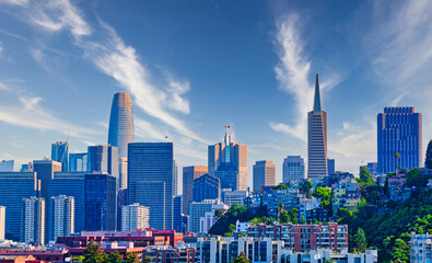 Skyline of San Francisco with Salesforce Tower and Transamerica Building
