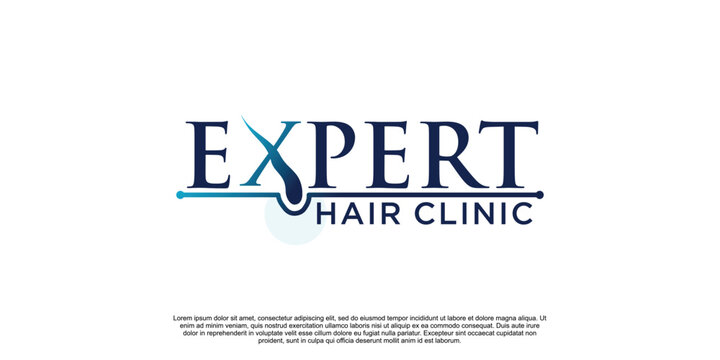 Expert hair clinic logo design vector with creative unique premium vector