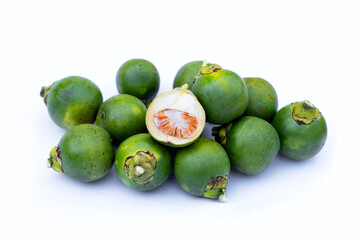 Betel nuts on white background.