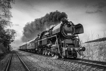 Nostalgic train, driven by a Czech steam locomotive