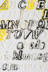 grungy, stained plastic stencil background