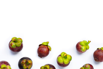 Mangosteen on white background.