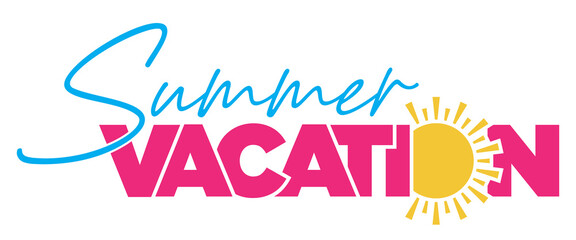 Summer Vacation Banner | Road Trip Clipart | Travel Graphic for June, July and August - obrazy, fototapety, plakaty