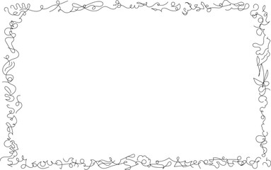 Image of hand drawn abstract frame. Linear black border.