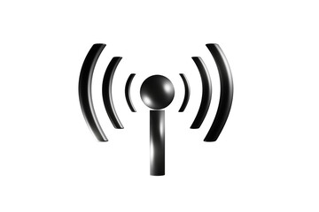 3D wifi sign symbol black white background isolated