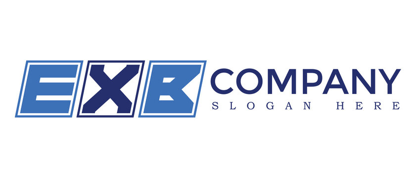 EXB three Letter Rounded rectangle boxes shape element symbol digital initial technology Media business  logo design, Vector Template