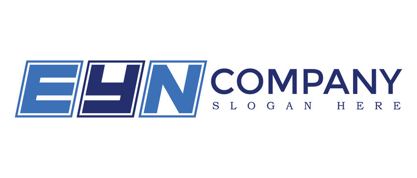 EYN three Letter Rounded rectangle boxes shape element symbol digital initial technology Media business  logo design, Vector Template