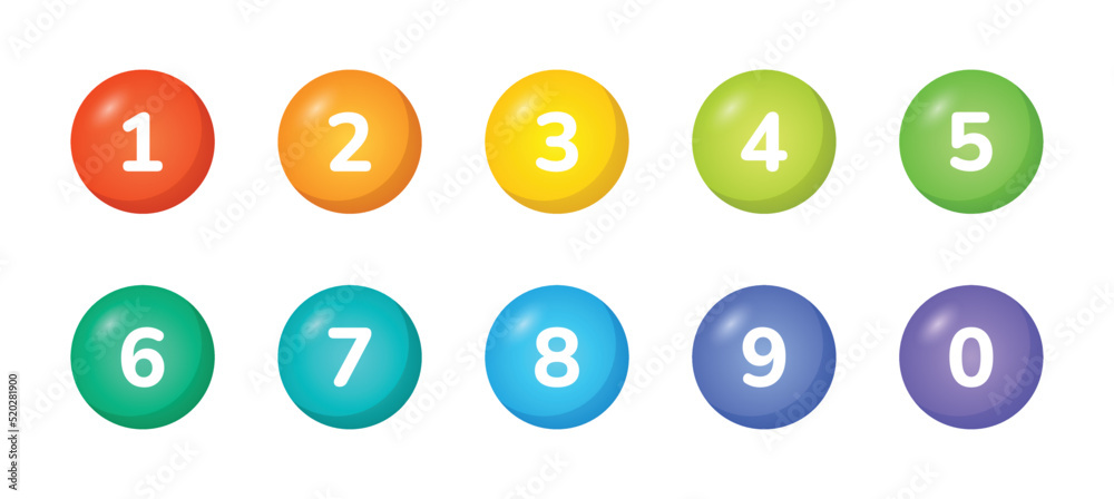 Poster Bullet number on colorful circle shapes vector set elements illustration for infographic design.