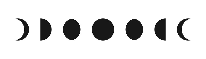 Moon phases for minimalist tattoo vector shapes illustration.