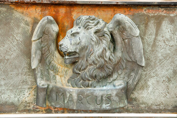 Frescoes on the gate to the Cathedral, Parque Colon, Santo Domingo. Dominican Republic. 1514-1544
